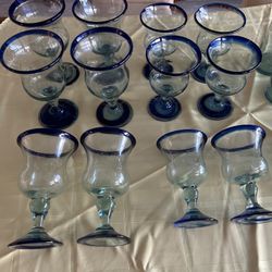 Mexican Blue Rim Glassware