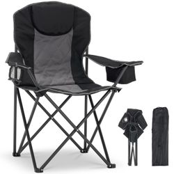 ABORON Padded Heavy-Duty Camp Chair – Folding Design with Cup Holder & Headrest