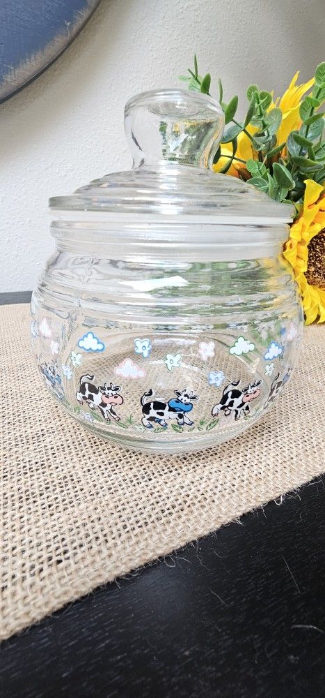 Vintage Apothicary Cow Design Jar