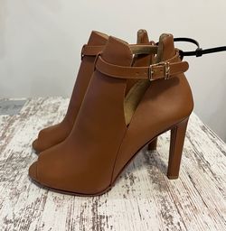 Michael Kors Women’s Lawson Open Toe Heeled Bootie Luggage Brown size 7.5