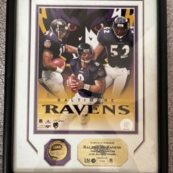baltimore ravens team stars photograph and 24kt gold overlay medallion 1996