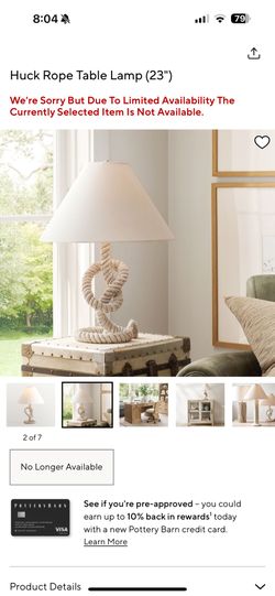 Pottery Barn Huck Rope 23” table lamp - set of 2