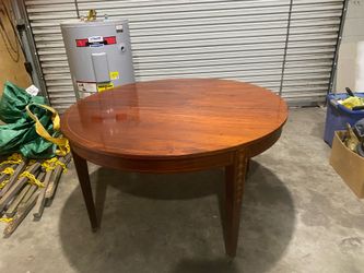Vintage solid wood table 54 inches round by 30 1/2 inches tall