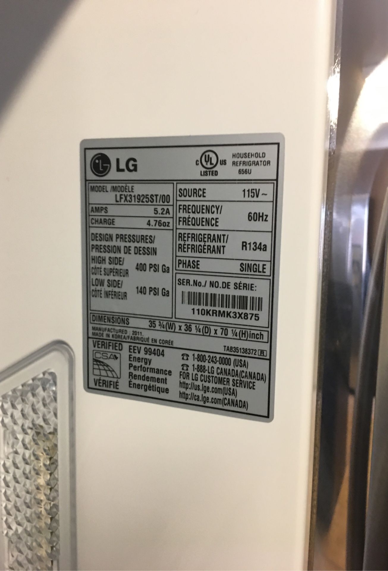 Refrigerator LG 3 doors