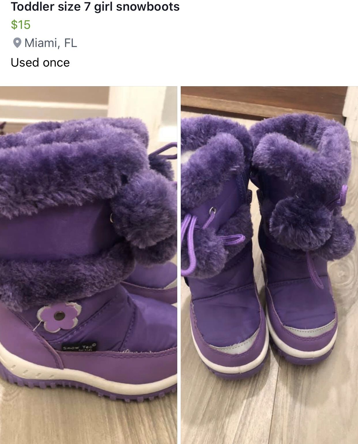 Size 7 kid snow boots