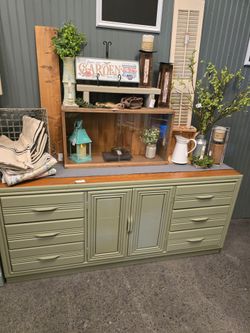 Dresser - Light Green & Wood Top