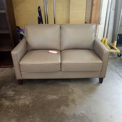 Small Leather Taupe Loveseat 15% Off Furniture Sale Ends 6/29