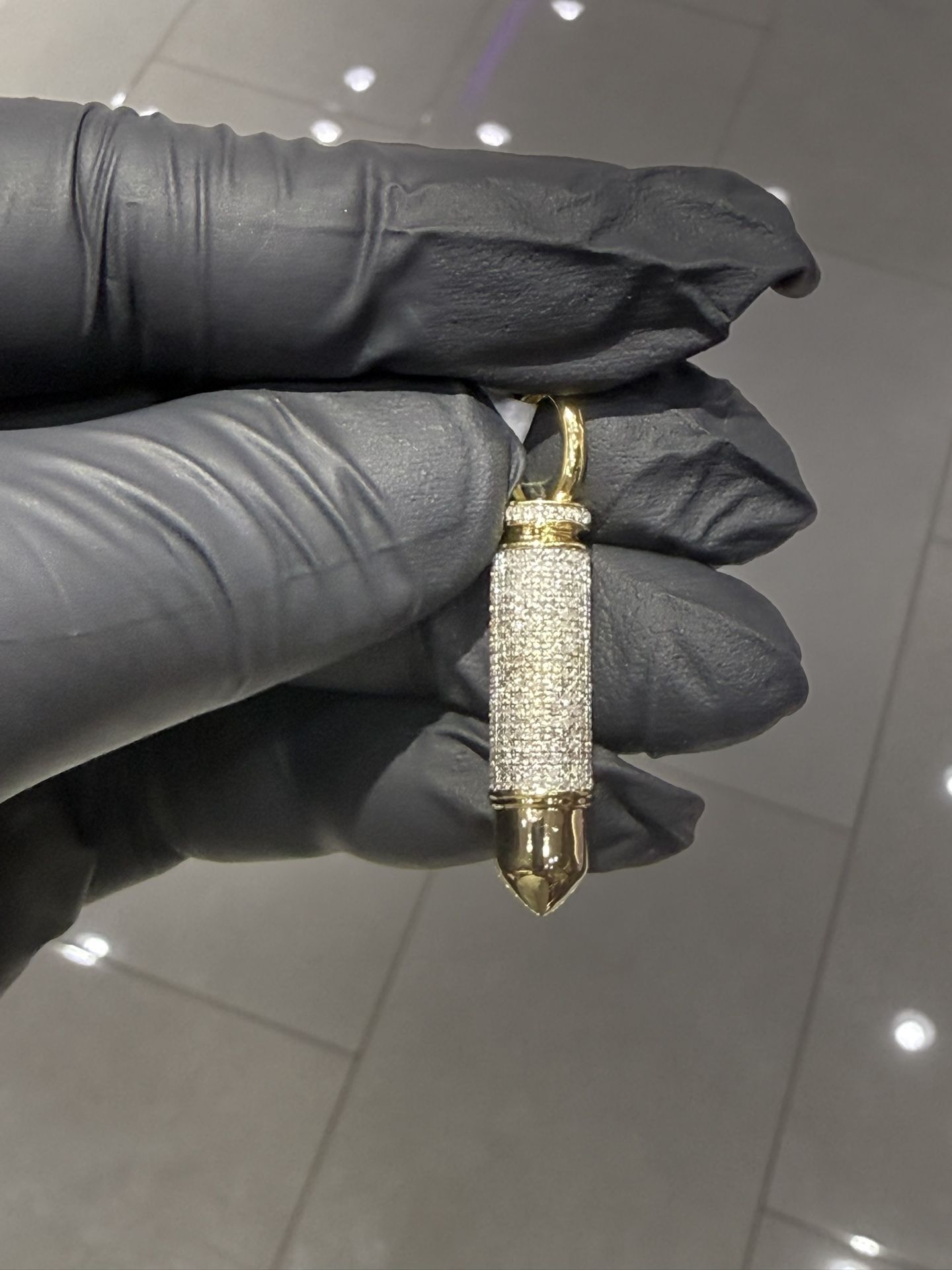 10k Gold Bullet With Natural Diamonds