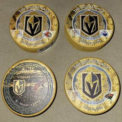 Assorted VGK Golden Knights Golden Age Hockey Game Pucks $12 Each