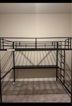 Full sized bunk over desk