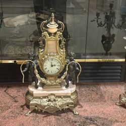 Antique clock And Candle Holders