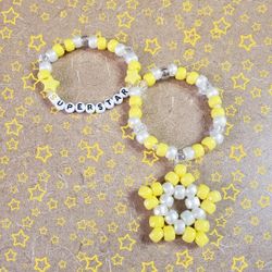 Yellow Kandi Star Bracelet Set (Handmade)