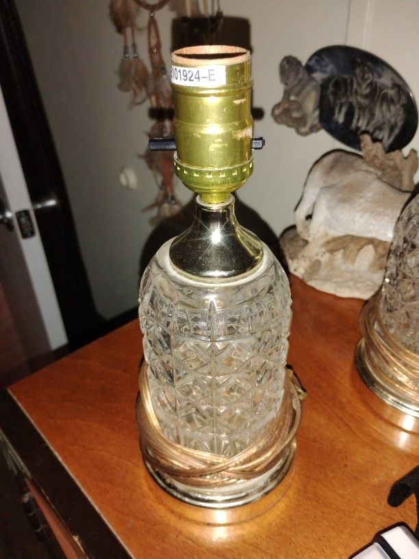 Antique Hard Wired Cut Glass Table Lamps