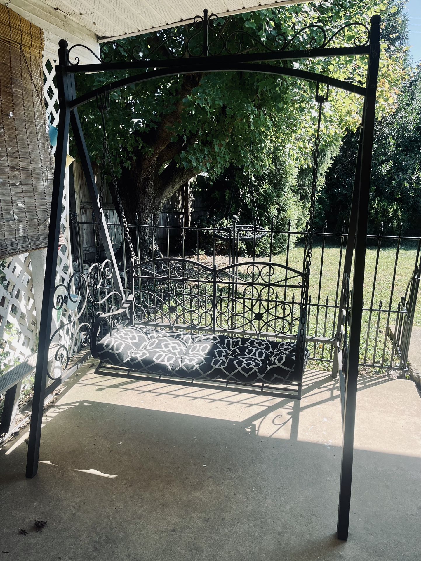 Black Iron Swinging Bench