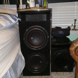 2 Double Stack Audio Pipe 12 Inch Subs  Great Shape 1 Inch Mdmf Box ,x Trends ,loud