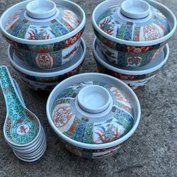 Antique Japanese Rice/Soup Bowls - Set of 5