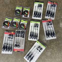 (7) 6 Piece Screw Driver Sets (5) 25ft Measuring Tapes