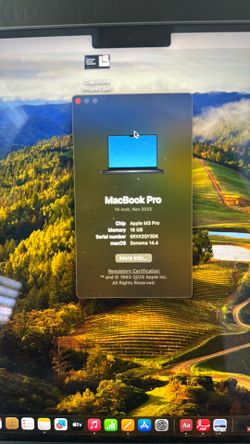 Mac book pro m3 14 inch 18 gb memory 512 gb ssd