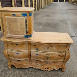 2 Pieces Drawer Dresser &Mirror 