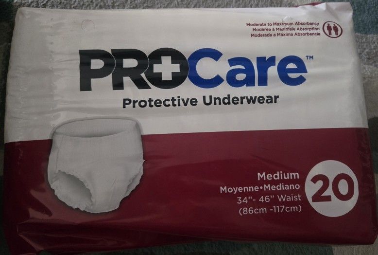PRO CARE Adult Protective Underwear Pull Ups Size Medium 4 Packs For $20.00