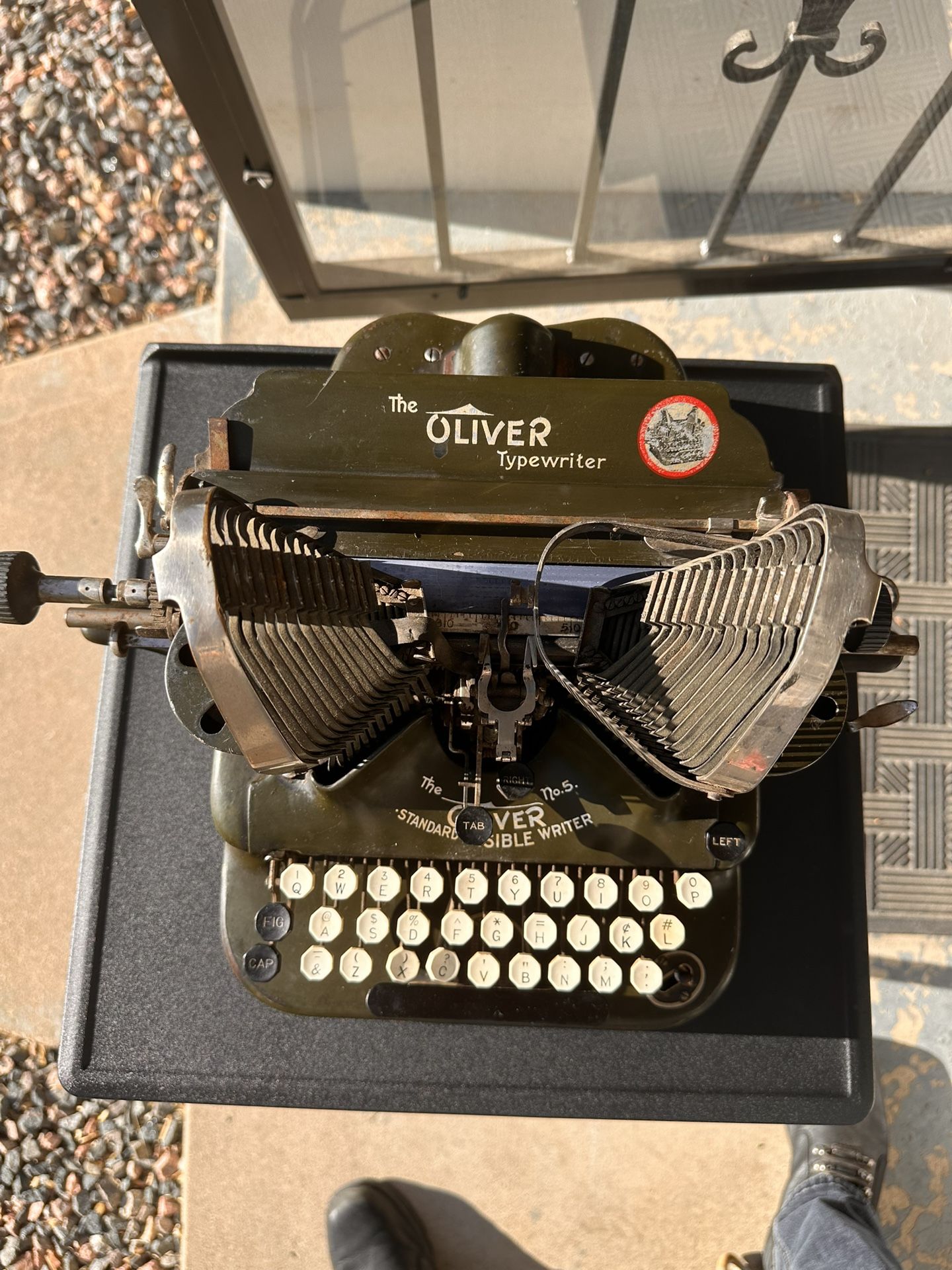 Antique 1913 Oliver No. 5 Batwing Typewriter Standard Visible Writer Vintage Type Writer