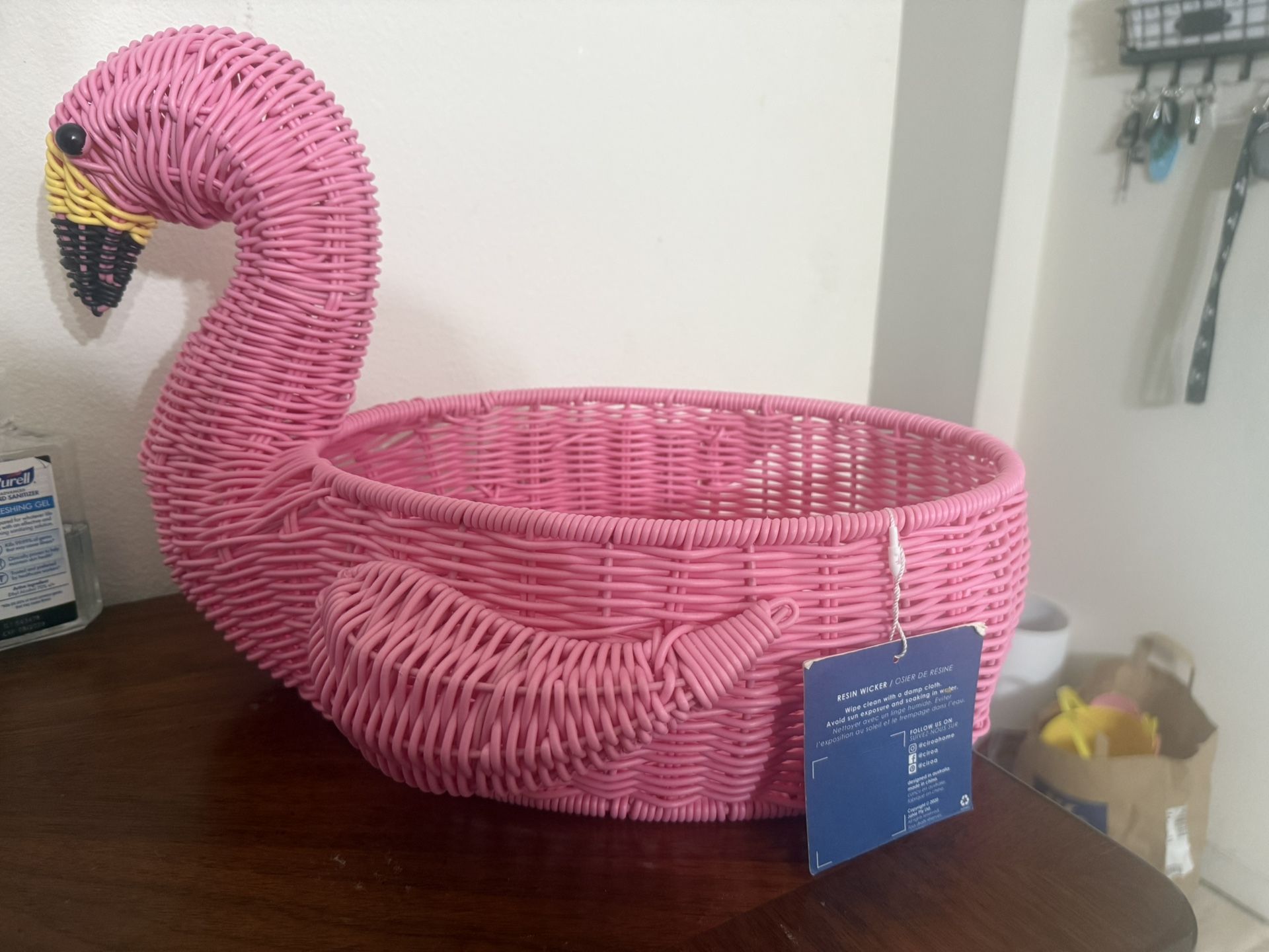 Flamingo Resin Wicker Basket