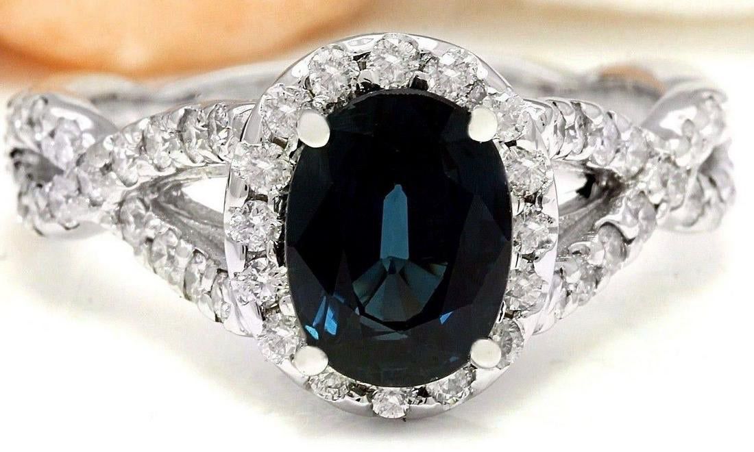 2.80 CTW Sapphire + Diamond 14k White Gold Ring (Value: $4,520)