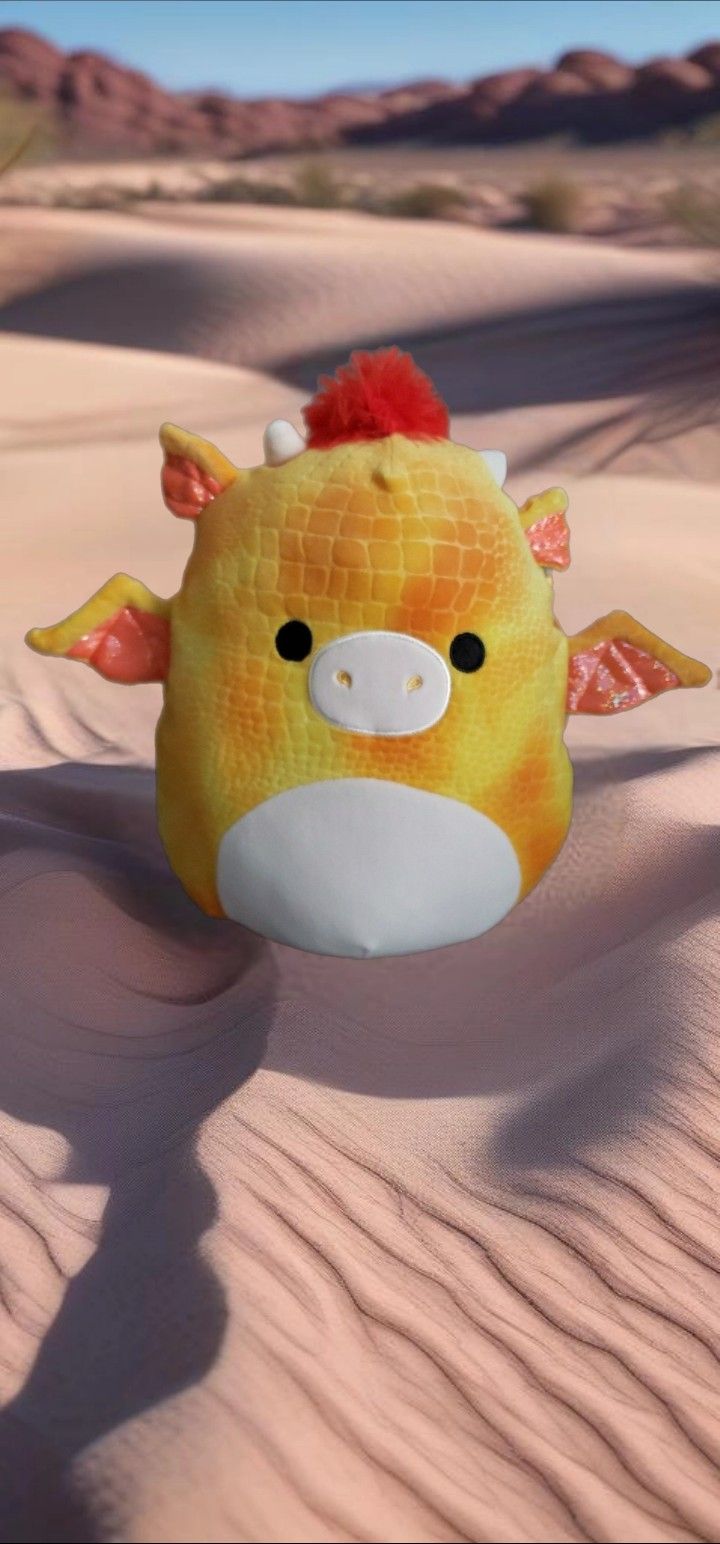 Squishmallows Dragon Deiric Yellow 12 Inch New With Tags Kellytoy Plush Red Hair