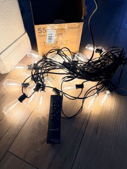 55FT Outdoor String Lights with Remote, 25 LED