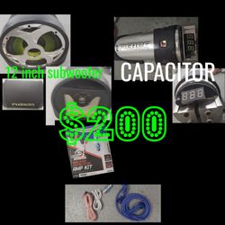 Subwoofer 12 inches, capacitor and wiring kit