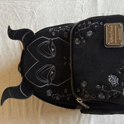 Loungefly Black Maleficent Backpack with Floral Embroidery NWT