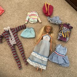 Vintage Twist and Turn Skipper Barbie Doll marked on the rear  1967 Made in Philippines in Blue First Dance Dress Plus Other Outfits!!