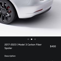 Tesla Model 3 OEM Carbon Fiber Spoiler USED