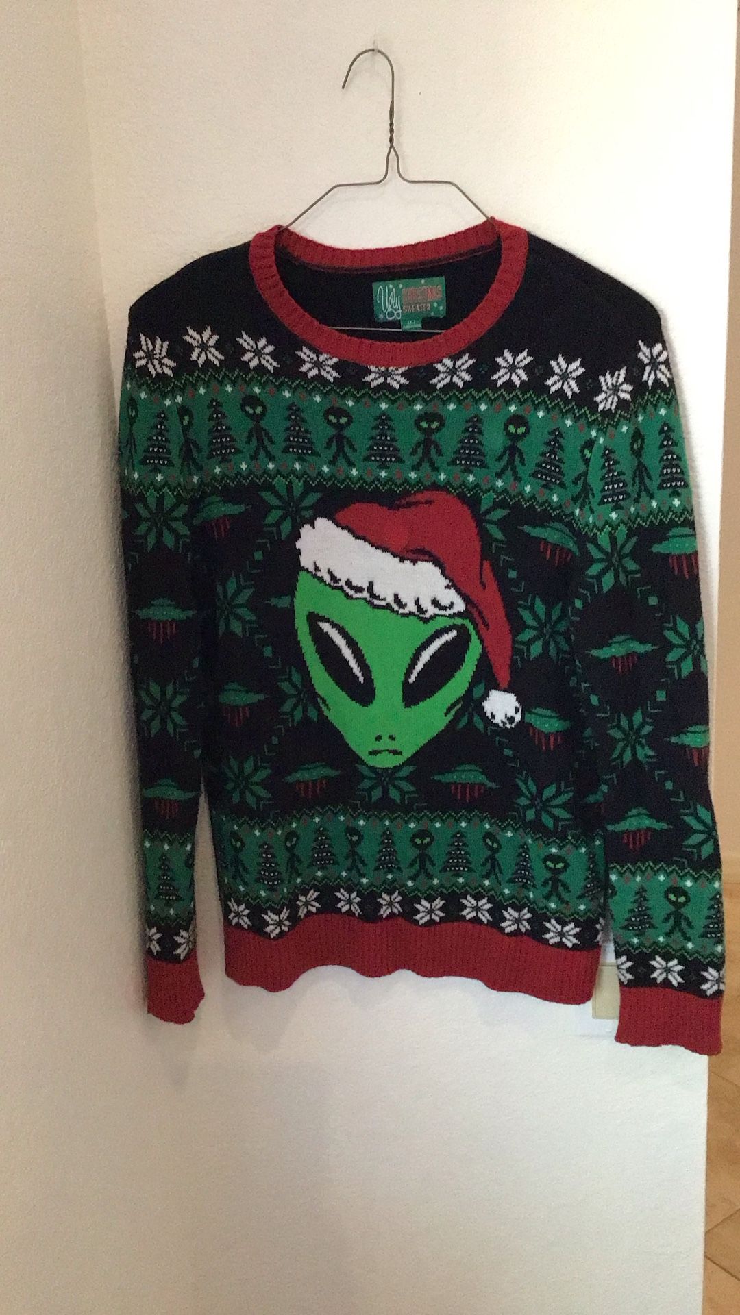 Ugly Christmas Sweater Alien With Light Size Large
