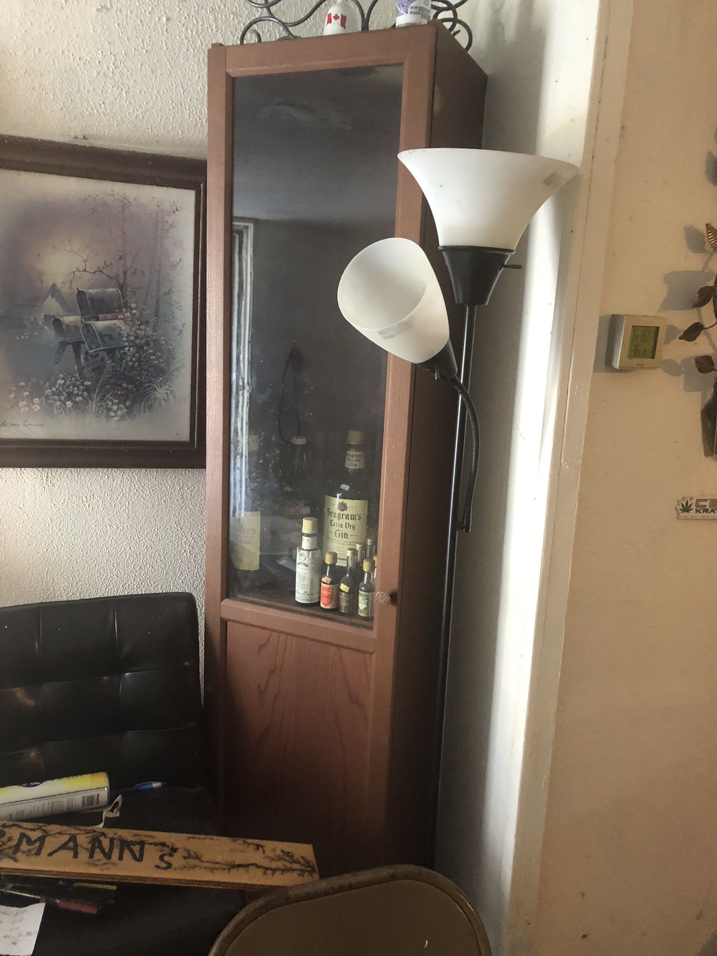 Wood Cabinet Approx . 7 Ft Tall X 20” Wide