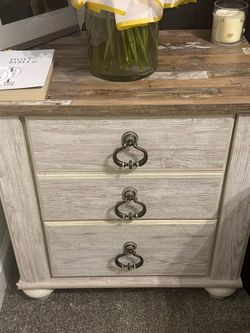 Queen bed with night stand