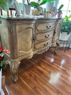 AICO Michael Amini Marble Top Buffet Sideboard