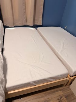 Wooden stackable Bed Frames with Two Mattresses