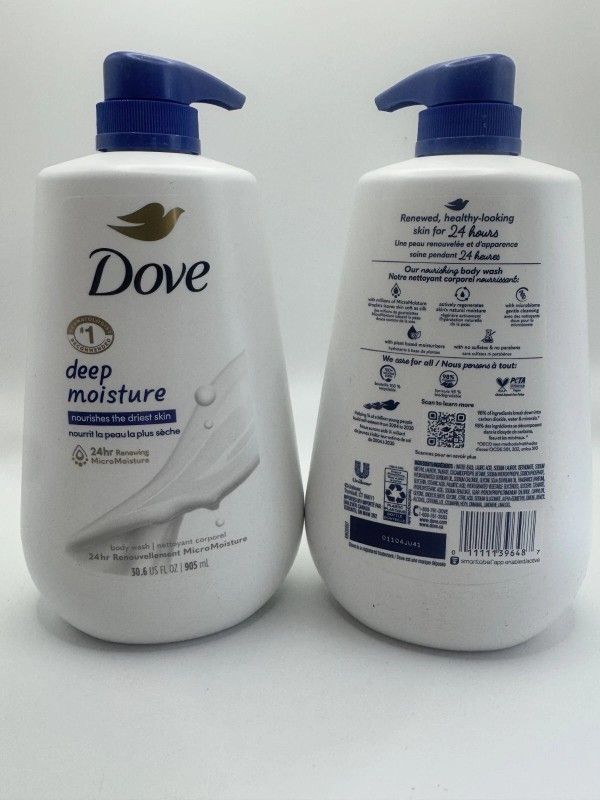 Dove Deep Moisture Body Wash with Pump – Gentle & Hydrating, 30.6 oz, 2-Pack