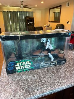 Star Wars Power Of The Force Speeder Bike With 12" Scout Trooper Hasbro 2000 NIB