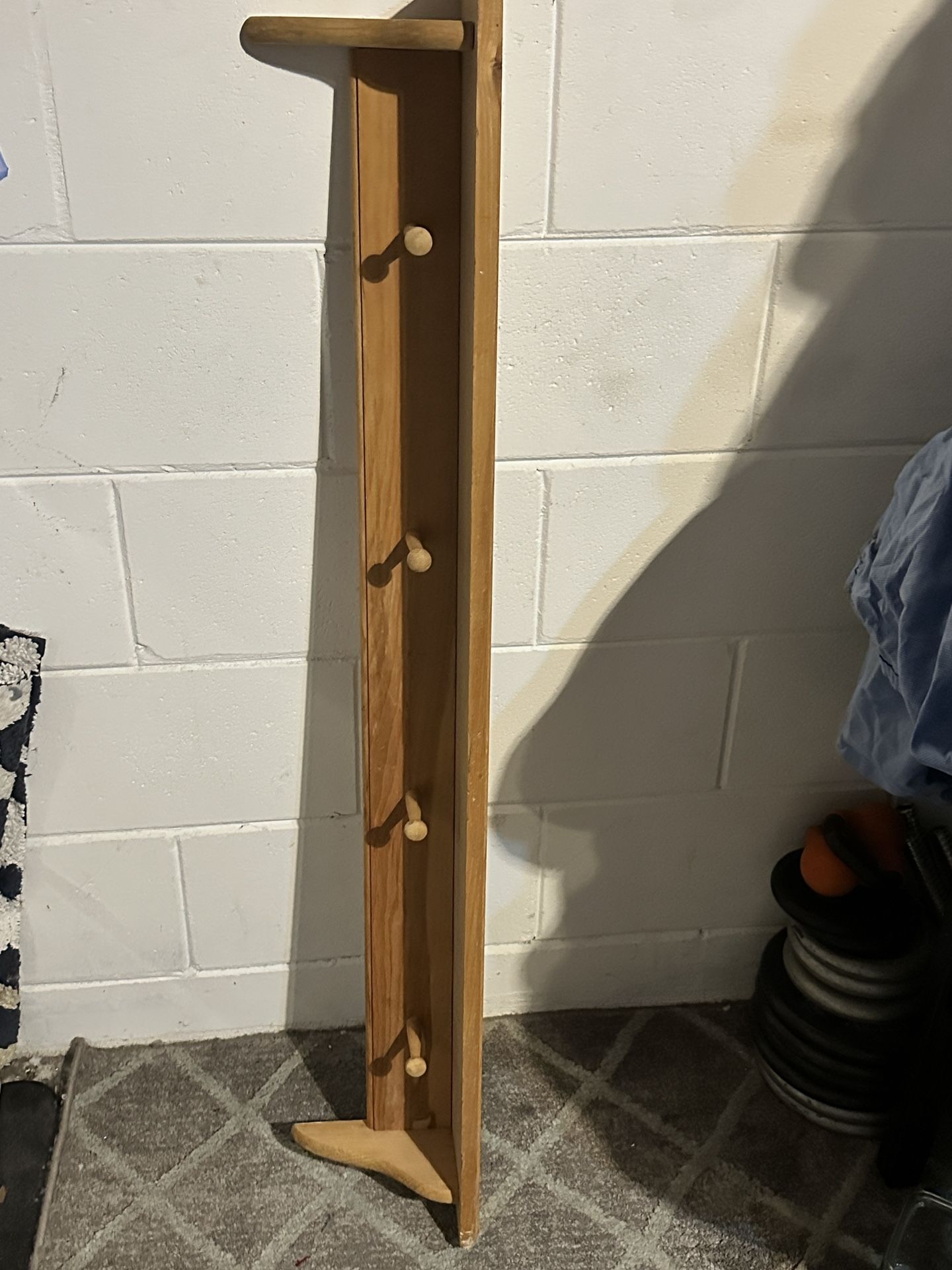 Real Raw Wood Coat Rack And Shelf