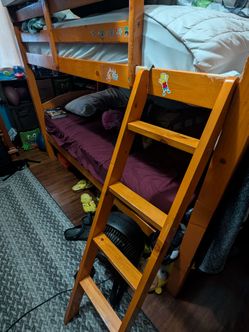 Solid Wood Twin Bunk Bed with Ladder