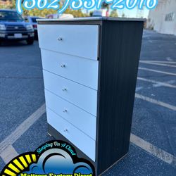 Gray Base With 5 White Wood Drawers Dresser Cajonera 