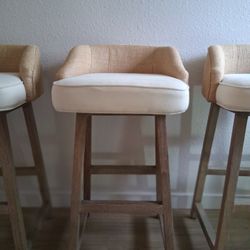 Mercana Burlap and Cream Linen Stool
