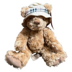 NWT Burberry Fragrances Teddy Bear 2006 Russ Berrie Check Bucket Hat 12” OG Rare
