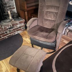 Brown rocking chair with ottoman