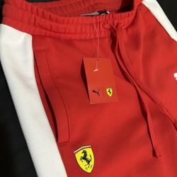 Puma Ferrari Red and White Joggers Size M