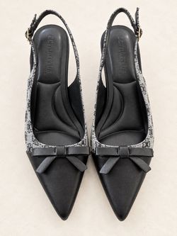 Comfortplus Pointed-Toe Slingback Heels with Bow