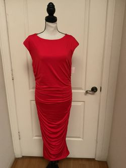 272-Red Midi Dress, Brand Name: Sofia Jeans By Sofia Vergara. Size Medium.