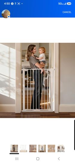 Extra Tall Dog Gate 43 Inch Auto Close Metal Pet Gate 29.7–45.2" Wide White